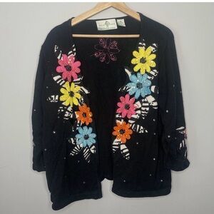 Design options by Philip & Jane Gordon floral sweater cardigan xxl 2xl